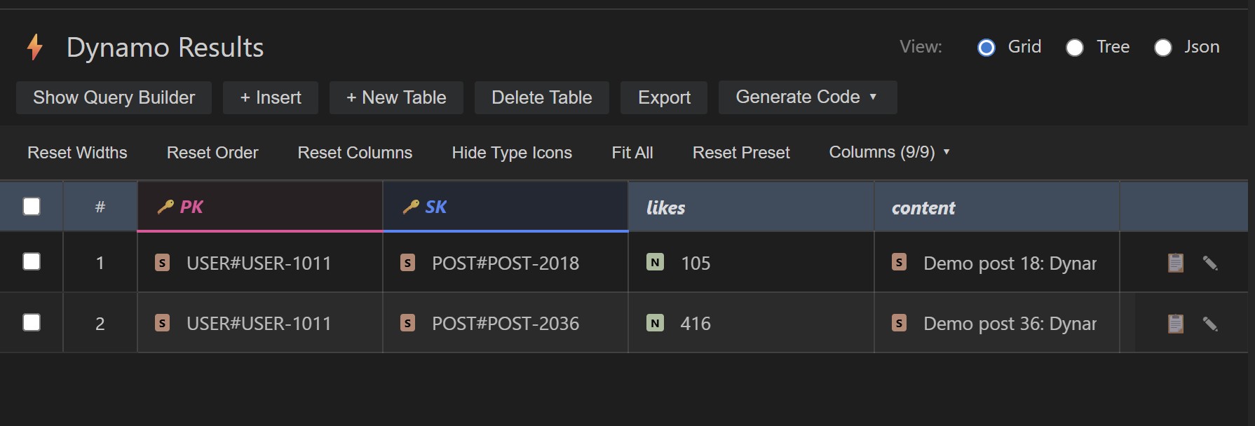 Grid view example