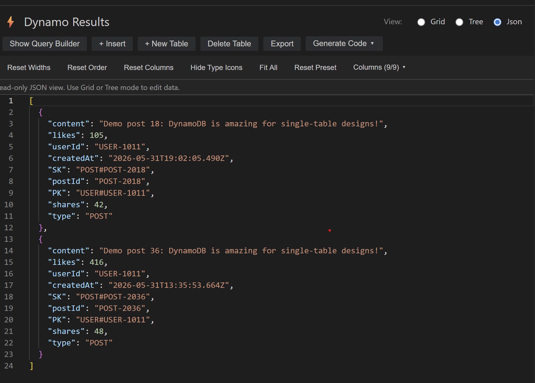 JSON view example